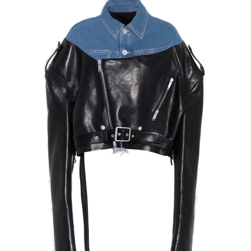 UNRAVEL PROJECT HYBRID JACKET (dark denim/leather)